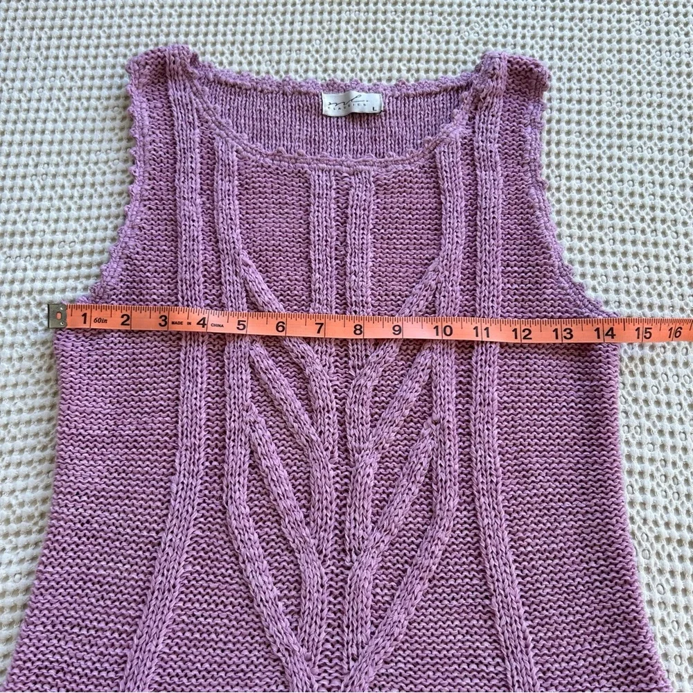 Vintage 90s Style ML Classics Purple Knit Tank Top, Y2K Boho Sweater Top - Picture 6 of 8
